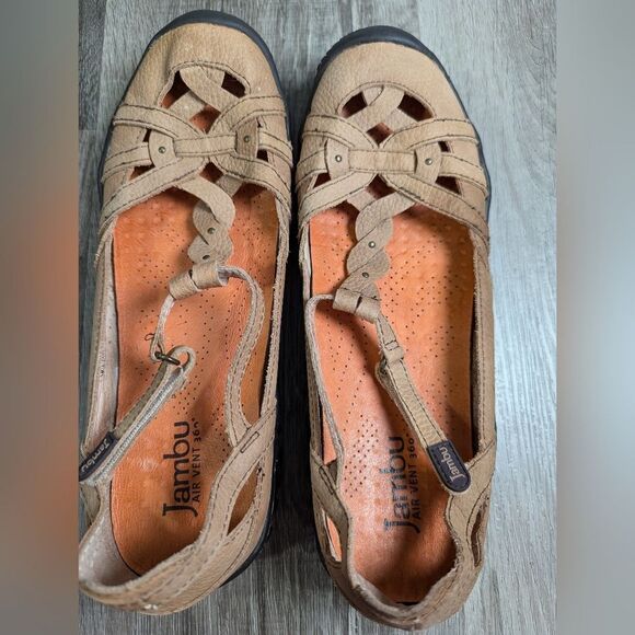 Jambu Xterra air vent tan leather t-strap Mary Jane outdoor flats sandal 7.5 - Picture 6 of 7